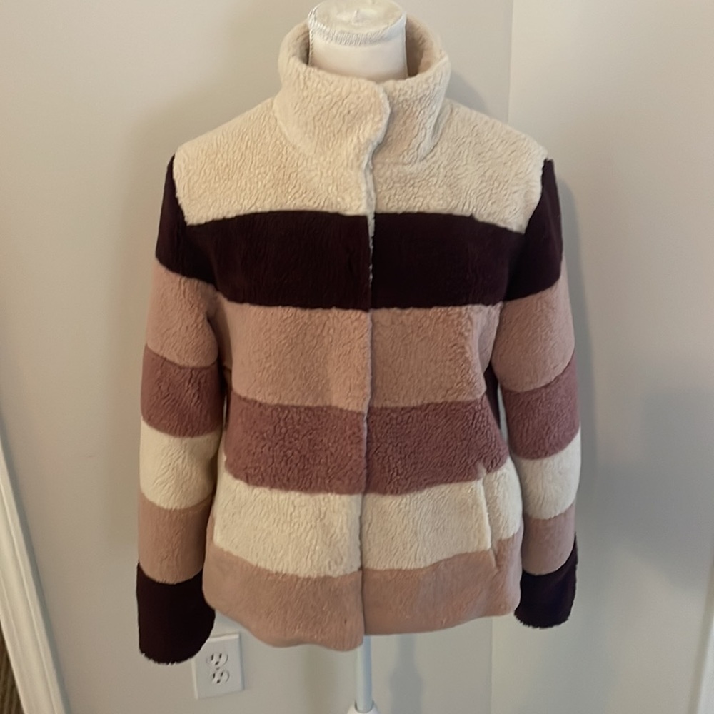 BP Striped Faux Sherling Jacket, Size Small